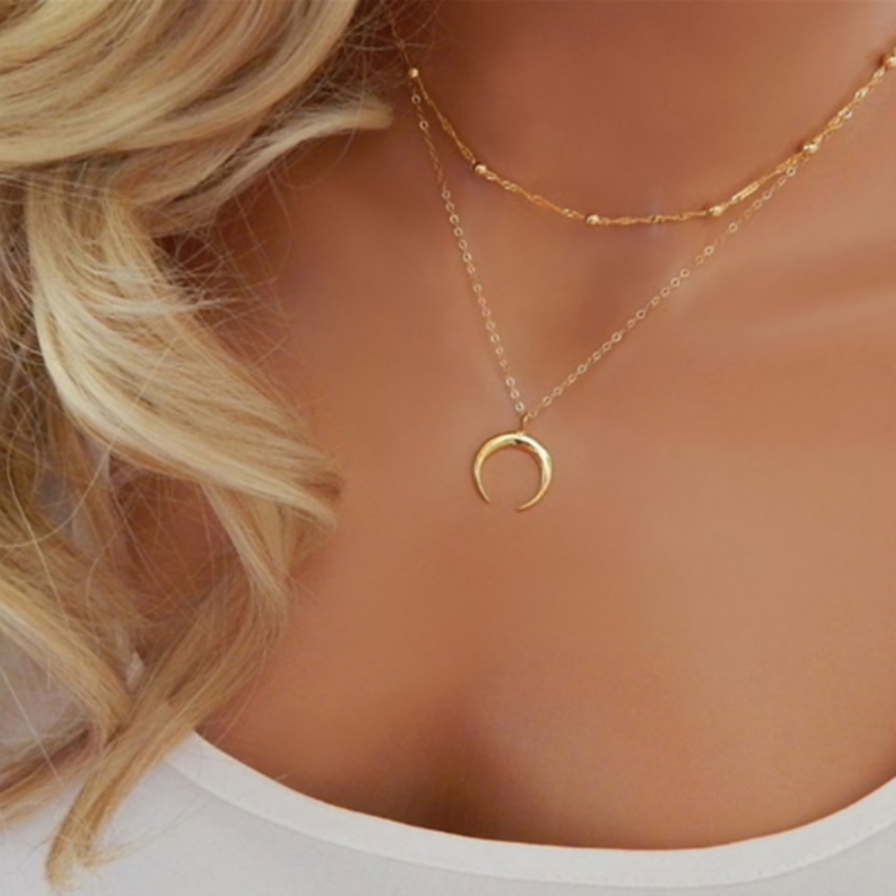 Moon Multilayer Pendant Celestial Necklace
